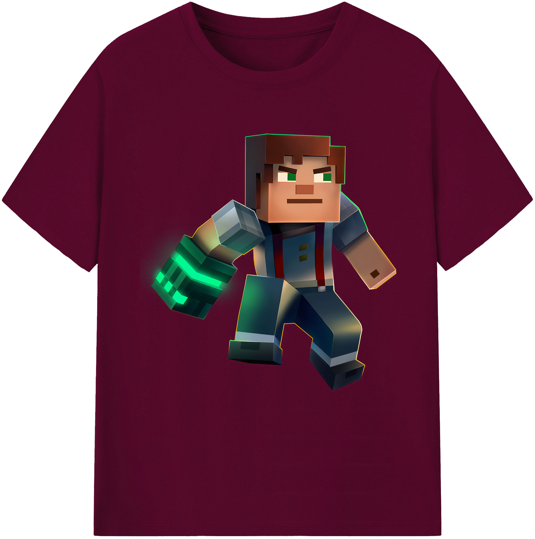 （画像用） マインクラフト ブロックの世界 Minecraft MC Block world レディースカジュアルプリントTシャツ（綿100％）